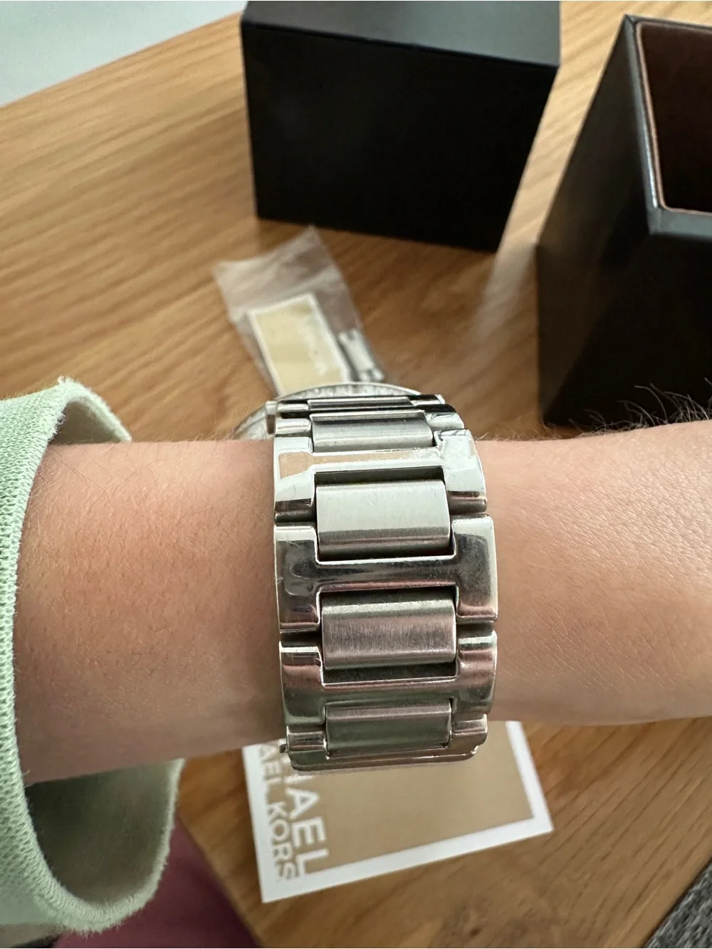 Michael Kors Men’s Silver Stainless Steel Watch with White Dial